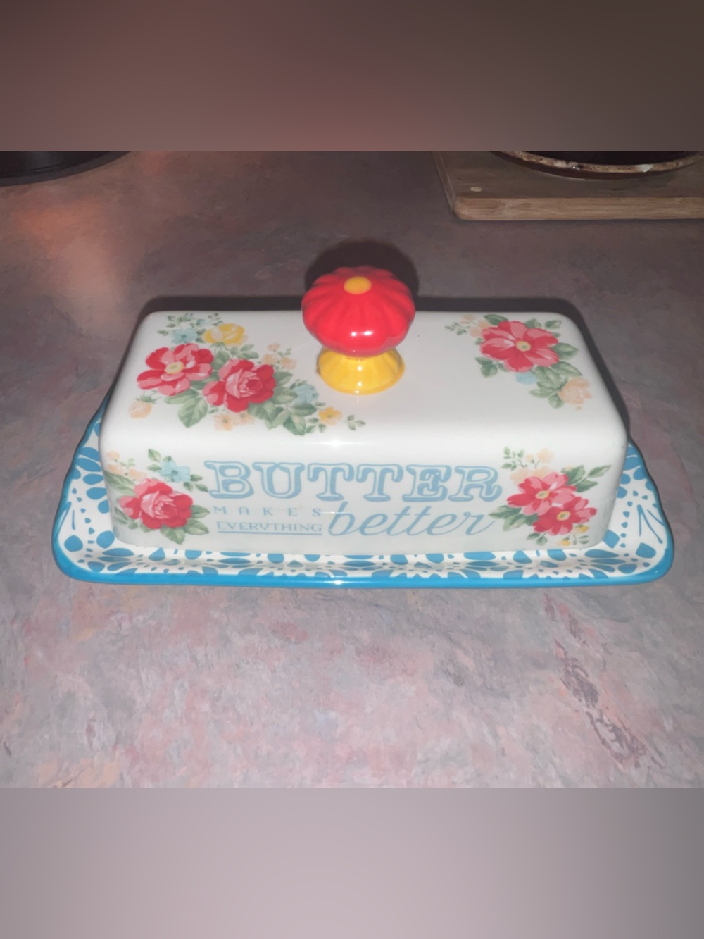 Pioneer Woman Ceramic Butter Dish